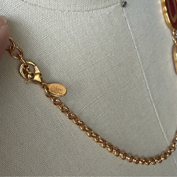 Joan Rivers | Vintage | Multi Faux Sliced Red Agate Gold Tone Statement Necklace - Picture 5 of 16